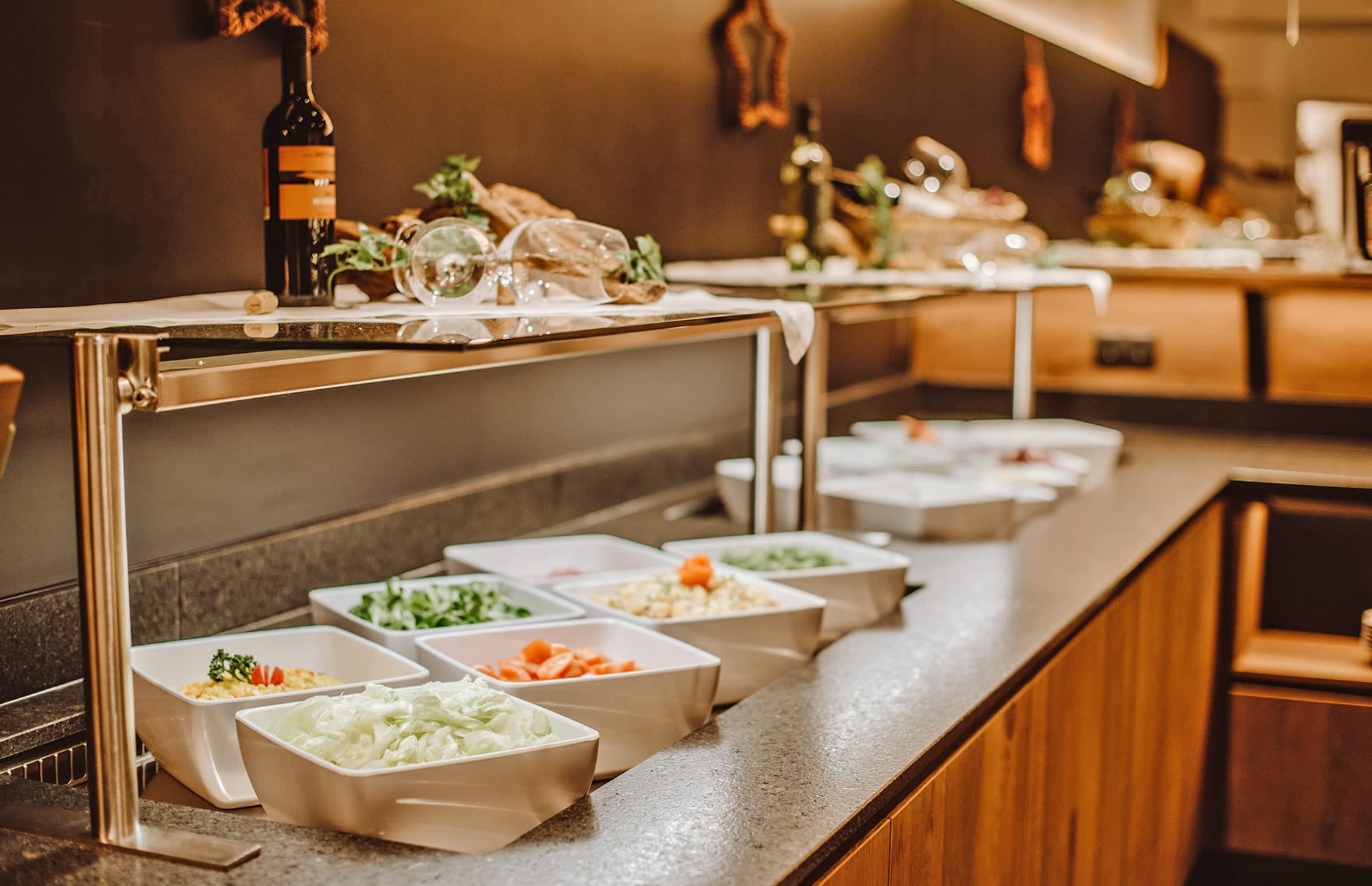 Salad buffet with a large selection as part of half-board during dinner at Hotel Sonnschupfer