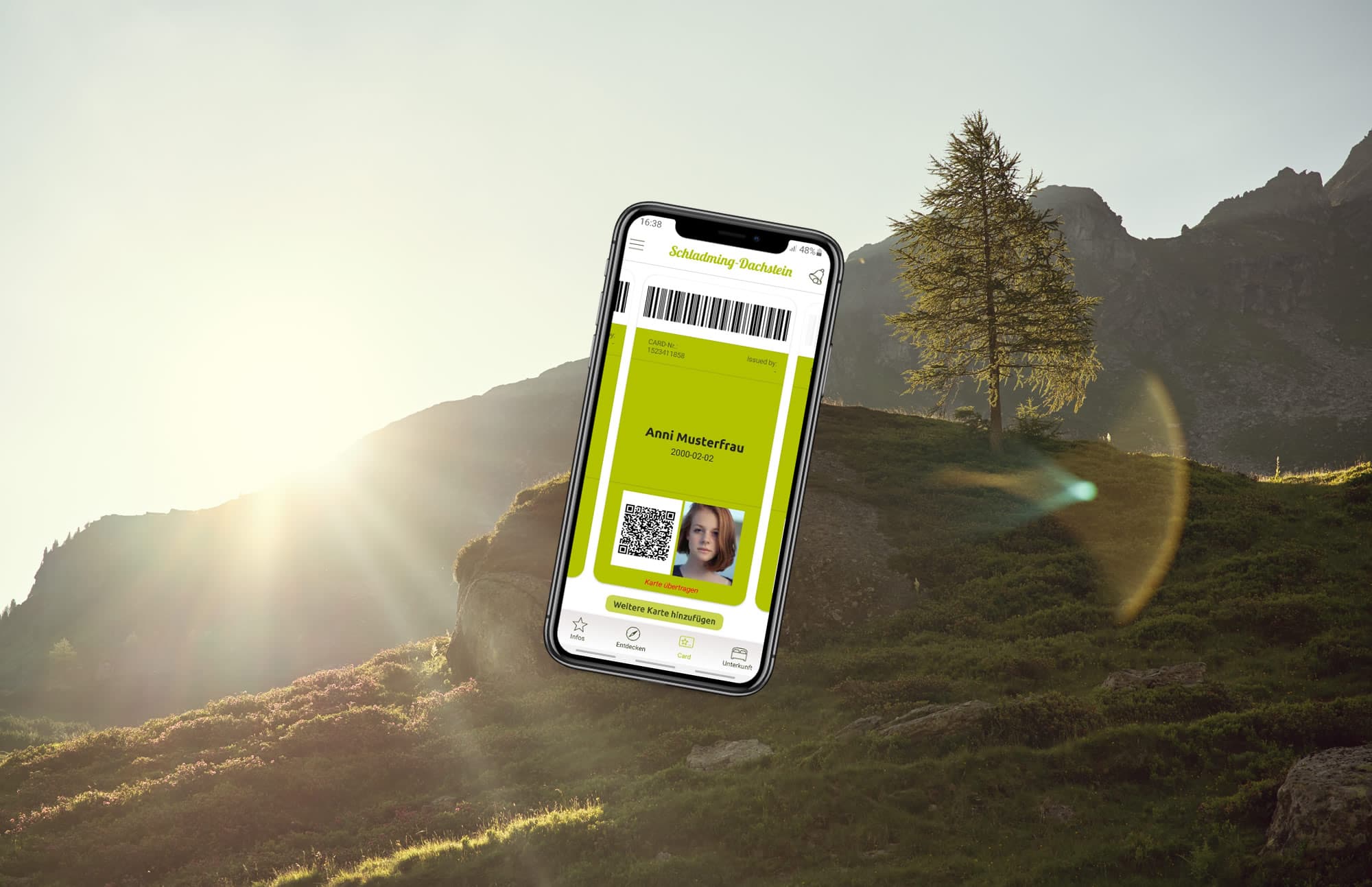 Schladming-Dachstein Card App Visualisierung über einem Wandermotiv in der Region Schladming-Dachstein © Schladming-Dachstein / Peter Burgstaller