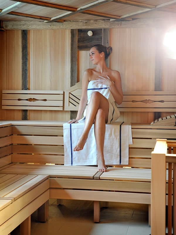 Relaxing in the sauna