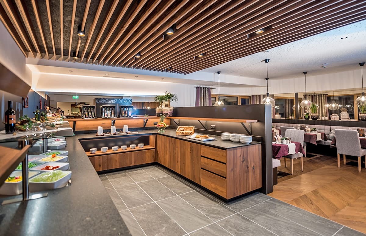 Large buffet landscape in the hotel restaurant